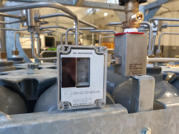 dettaglio tecnico del serbatoio H2 per l'immagazzinamento dell'idrogeno.